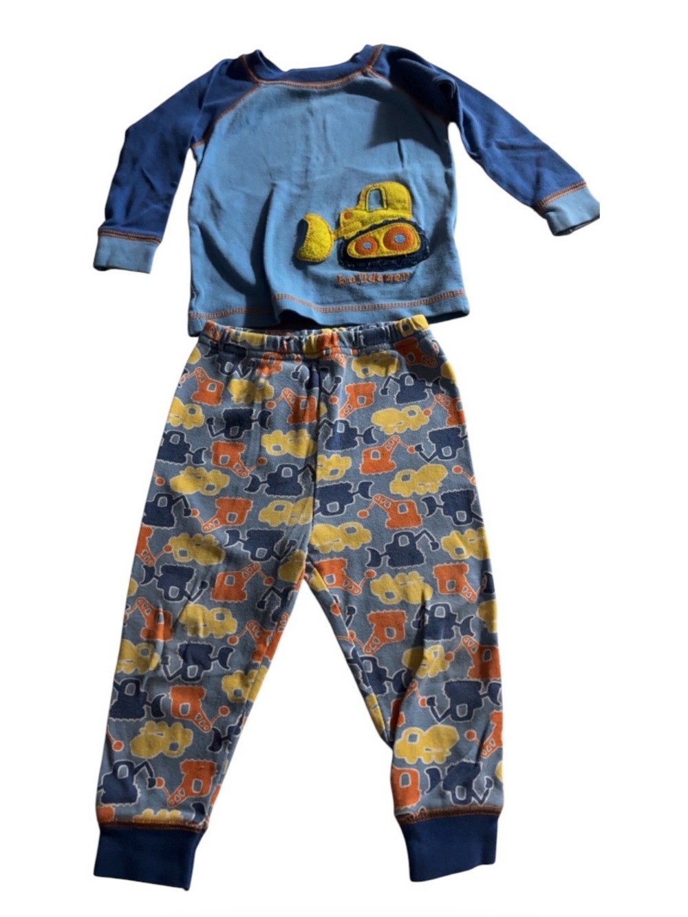 Carter's Blue Long-Sleeve Truck Pajama Set with Yellow & Orange Accents